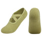 Light green cross strap non-slip yoga socks for dance and Pilates, providing comfort and stability.