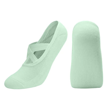 Light green cross strap non-slip yoga socks, perfect for dance and Pilates workouts.